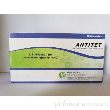 Injeção de antitoxina de tétano para uso humano